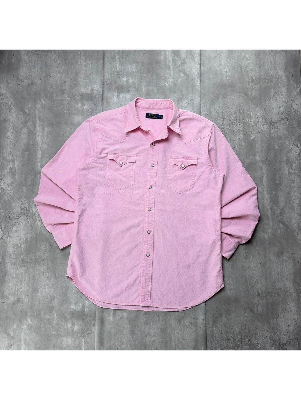 Y2K Pink Polo Ralph Lauren Pearl Snap Long Sleeve Shirt